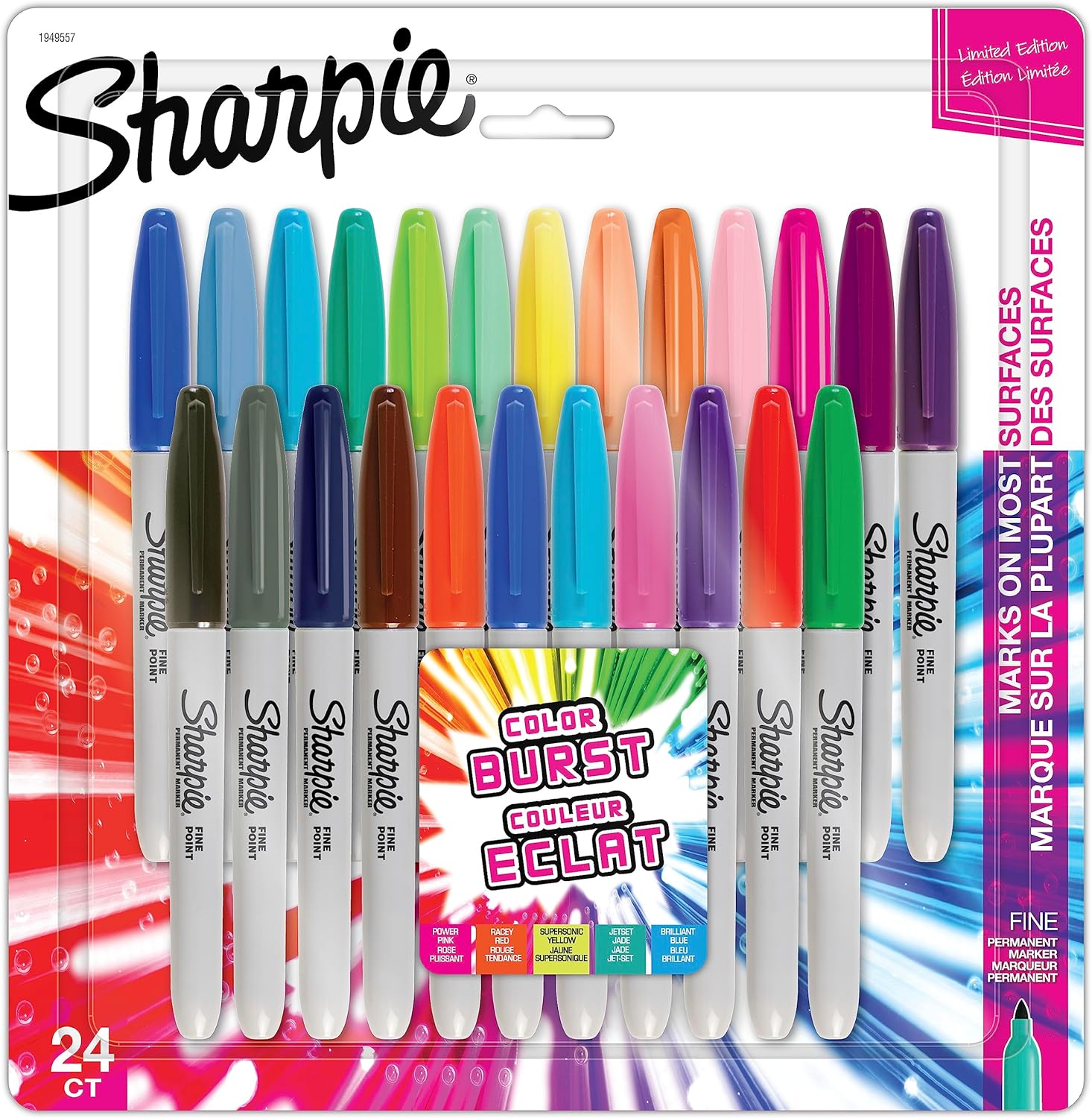 シャーピー カラーバースト パーマネントマーカー 細 24色入り SHARPIE Color Burst Permanent Markers, Fine Point, Assorted, 24 Pack【お取り寄せ商品】【合わせて買いたい】