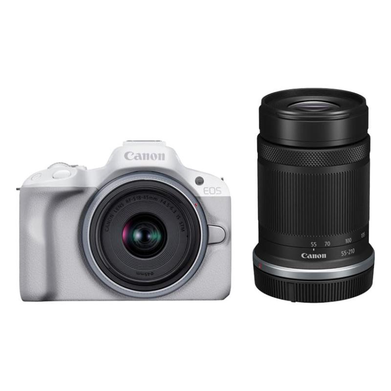 Canon 鏡鑑受け答え一眼写真機 EOS R50 ダブルズームキット(RF-S18-45+RF-S55-210) 白いこと/APS-C/約376g EOSR50WH-WZK