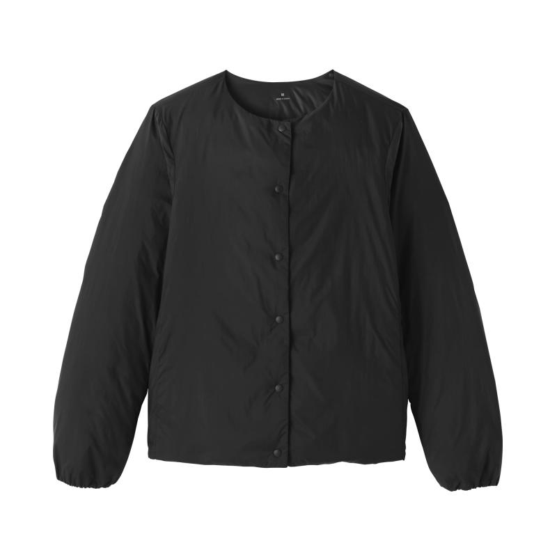 無印良品 婦人 軽量ダウンポケッタブルノーカラージャケット レディース BD10GA5A 黒 婦人L