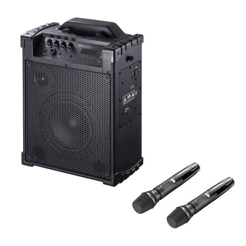 サンワサプライ 無線電話マイクロホン付き添い人拡声器金棒引き(乾電池内蔵・無線電話マイクロホン2本相応う) MM-SPAMP14