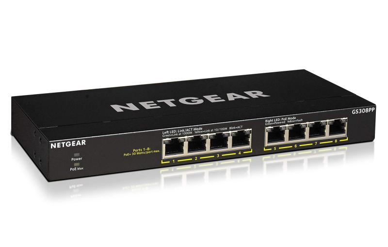 NETGEAR 卓上型コンパクトアンマネージスイッチングハブ GS308PP ギガビット 8界面 (PoE+ 8界面 83W) 静音愛読者受け答え 省ワット数腹積もり