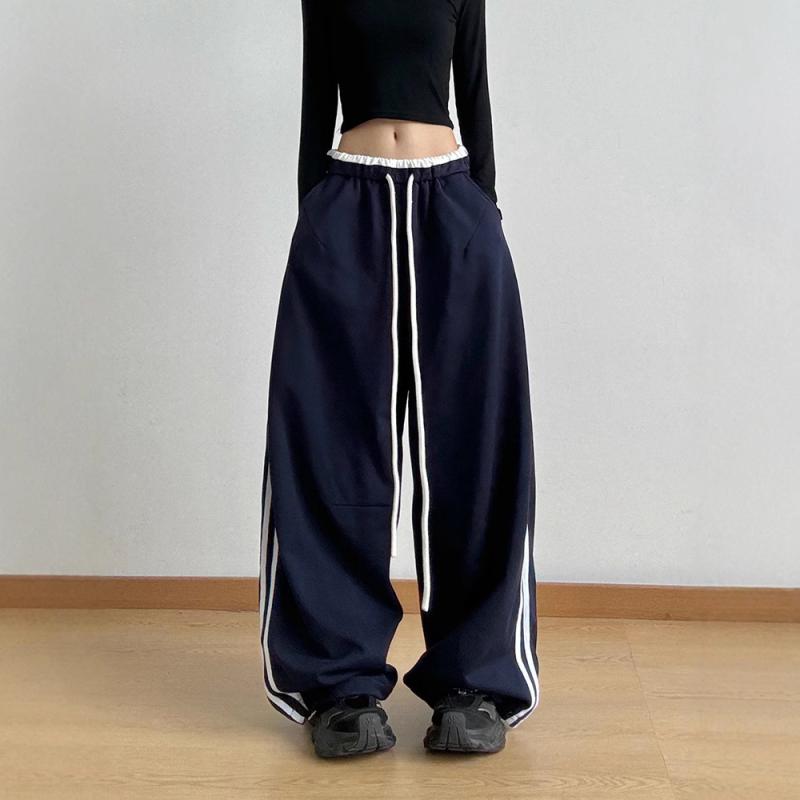 ロングパンツ レディース ストリート系 ダンスパンツ ハイウエスト ゆるめ カジュアル ストレート カーゴ ワイドパンツ 春秋｜ワンダーデポ