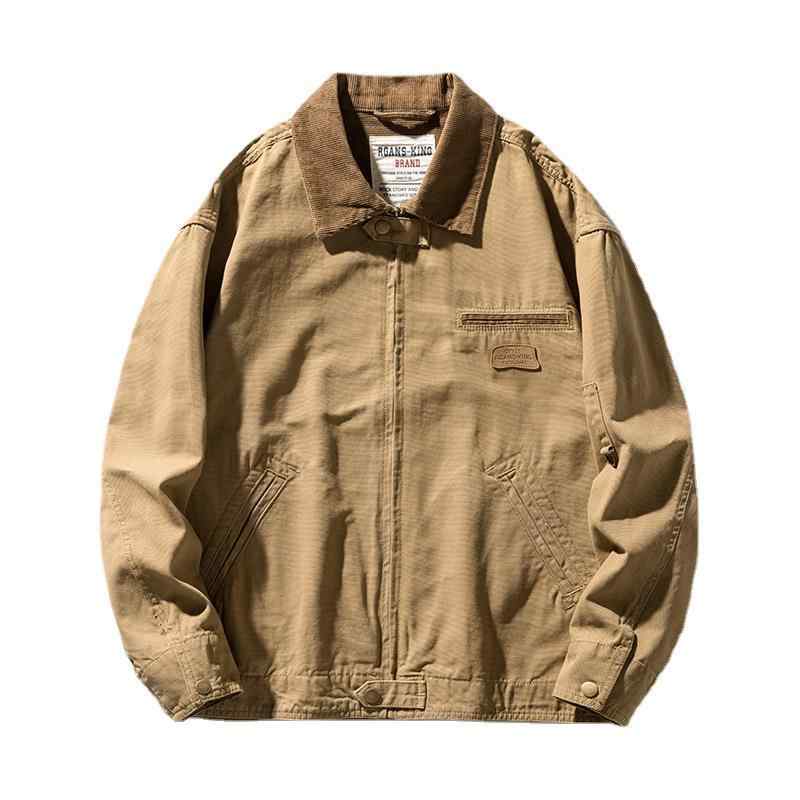 ジャケット メンズ ワークジャケット ストリート系 山系 アウトドア 襟付き 襟付きジャケット ゆったり ビッグシルエット 帆布 キャンバス生地 美式 アメカジ 高級感 丈夫 厚手 通年｜ワンダーデポ