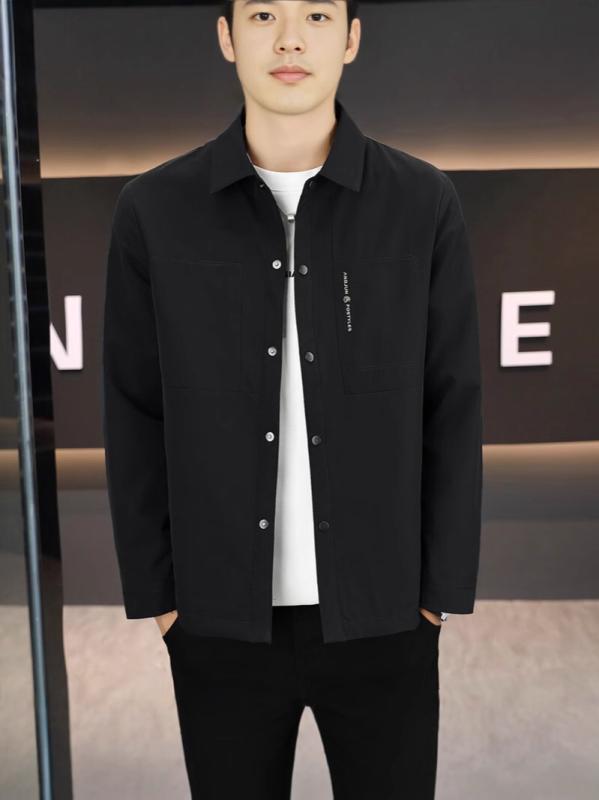 ジャケット メンズ 襟付き アウター 春秋 長袖 抗シワ ビジネス カジュアル 紳士服 大人 上品 無地｜ワンダーデポ