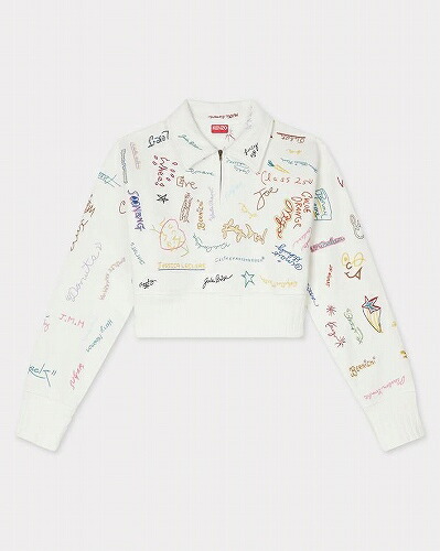【正規取扱店販売品】KENZO Paris (WOMEN'S) Graduation' エンブロイダリー クロップド ポロ スウェット|WONDERCUBE ONLINE