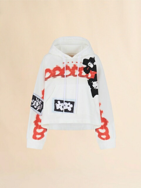 【定め事取りまわし店売りわたす品】MARNI 皮膚軟化剤 綿織物製フーディー