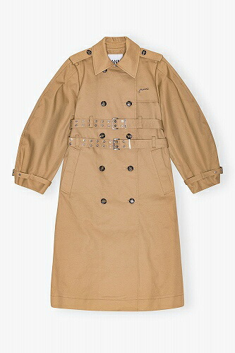【置き目取りまわし店売りわたす品】GANNI ガニー Camel Bonded Cotton Trench Coat