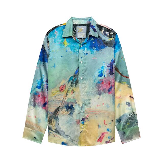【置き目取りまわし店売りわたす品】KIDSUPER Book Page Ship Silk Shirt