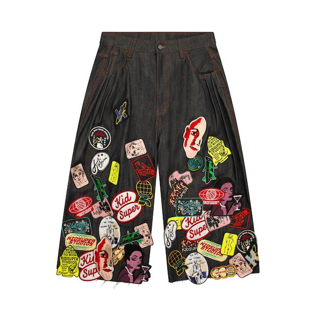 【置き目取りまわし店売りわたす品】KIDSUPER Super Long Patches Shorts