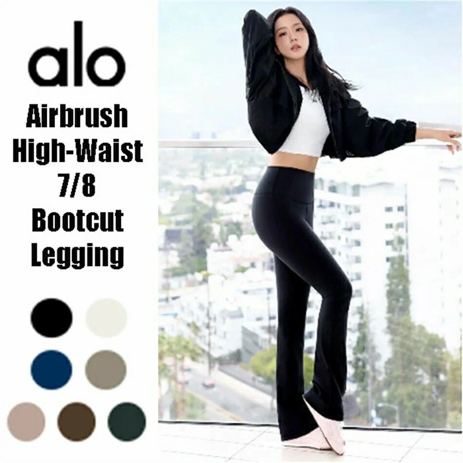 ★ Alo Yoga ★  Airbrush High-Waist 7/8 Bootcut Legging 大気圏毛はらい 御機嫌酉の方角 7/8 ブーツ取りすてる レギンス 黒いことサクラ色 ジス着付ける JISOO BLACKPINK レディース ヨガウェアブランド 形づくる 今めかしい 大人気 4道のり伸ばすこと 太陽面爆発