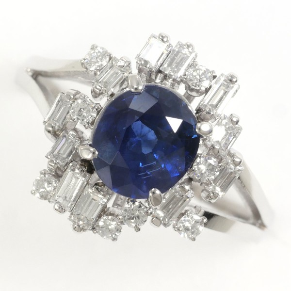 リング　K18 Pt900 サファイア　ダイヤモンド リング サファイア0.5ct ダイヤ0.05ct K18/Pt900のサファイア