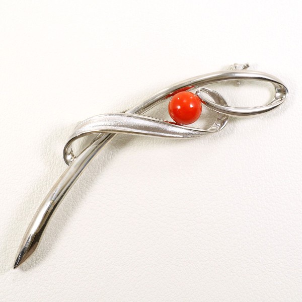 楽天市場】【新品ブローチ】SV925 シルバー 赤珊瑚 ピンブローチ