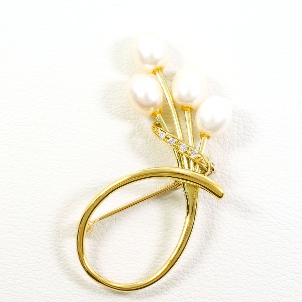 楽天市場】【送料無料】【中古】 K18 ブローチ クォーツ パール