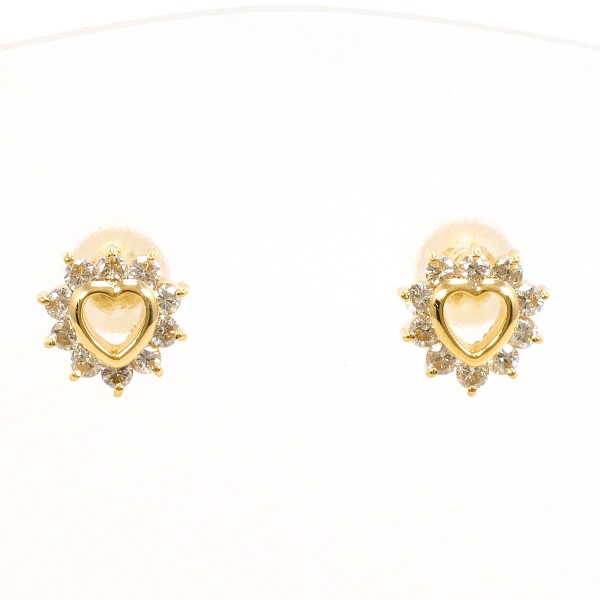 K18 18金 YG イエローゴールド ピアス ダイヤ 0.15 &times;2 総重量約1.0g ジュエリー 中古 送料無料 新品同様 【中古】 ギフトラッピング無料｜ワンダープライス　店