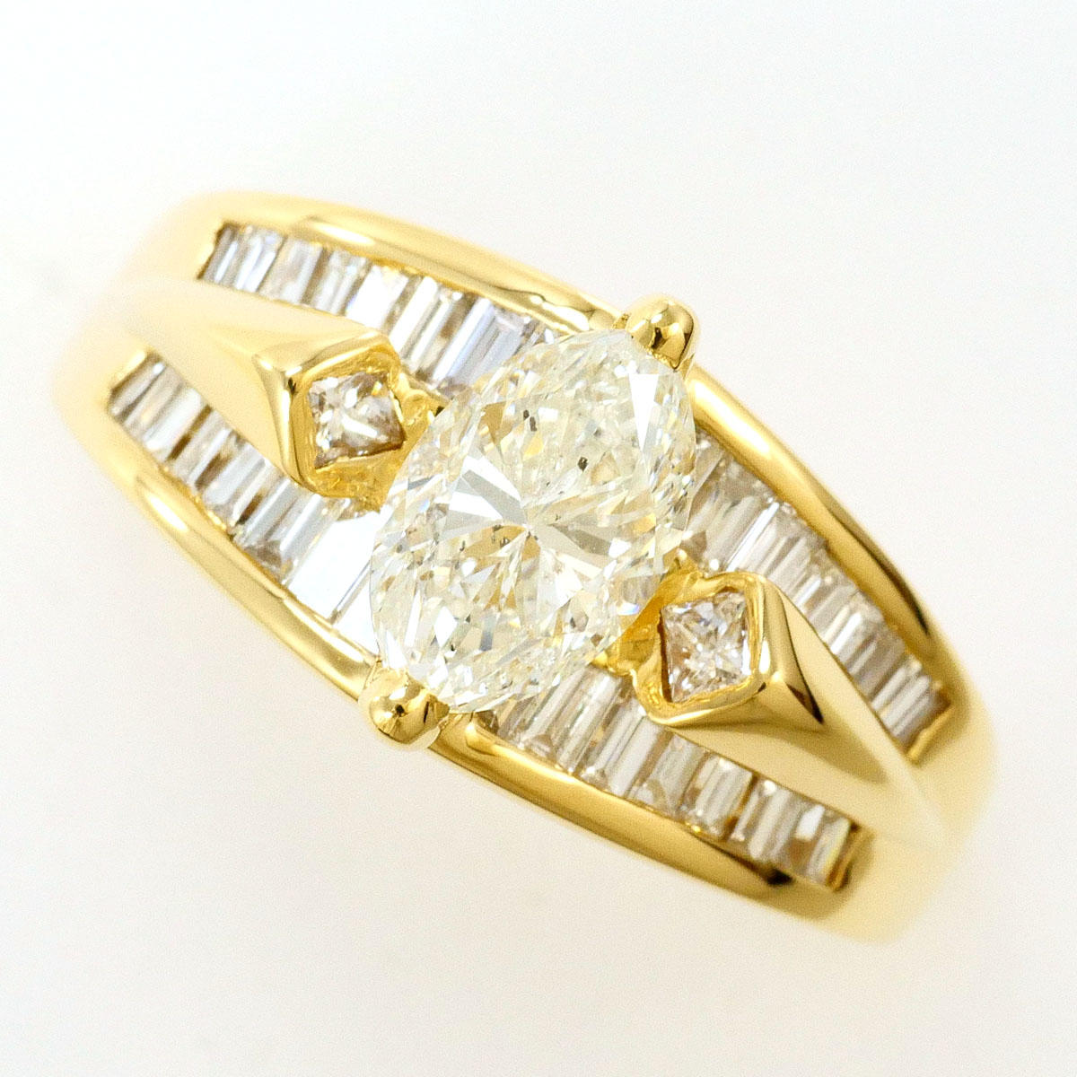 K18YG リング・指輪 12号 ダイヤ 1.031 ct ダイヤ 0.57 ct 鑑別書 総重量約6.3g ジュエリー 送料無料 新品同様 【中古】 ギフトラッピング無料