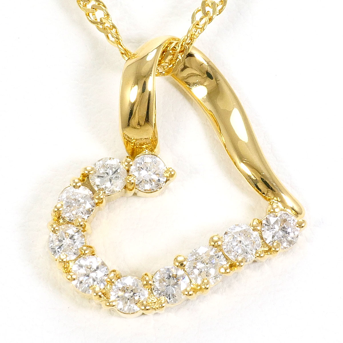 K18YG ネックレス ダイヤ 0.50ct カード鑑別書 約42cm 総重量約3.8g ジュエリー 送料無料 新品同様 【中古】 ギフトラッピング無料
