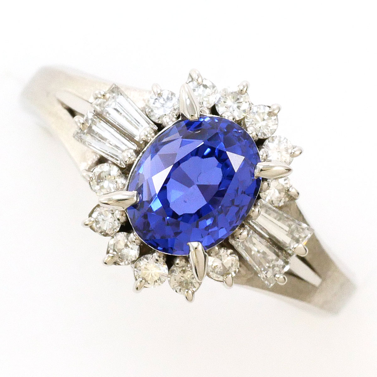 PT900/プラチナ リング・指輪 7号 バイオレットサファイア 1.68ct ダイヤ 0.33ct カード鑑別書 総重量約5.4g ジュエリー 送料無料 新品同様 【中古】 ギフトラッピング無料