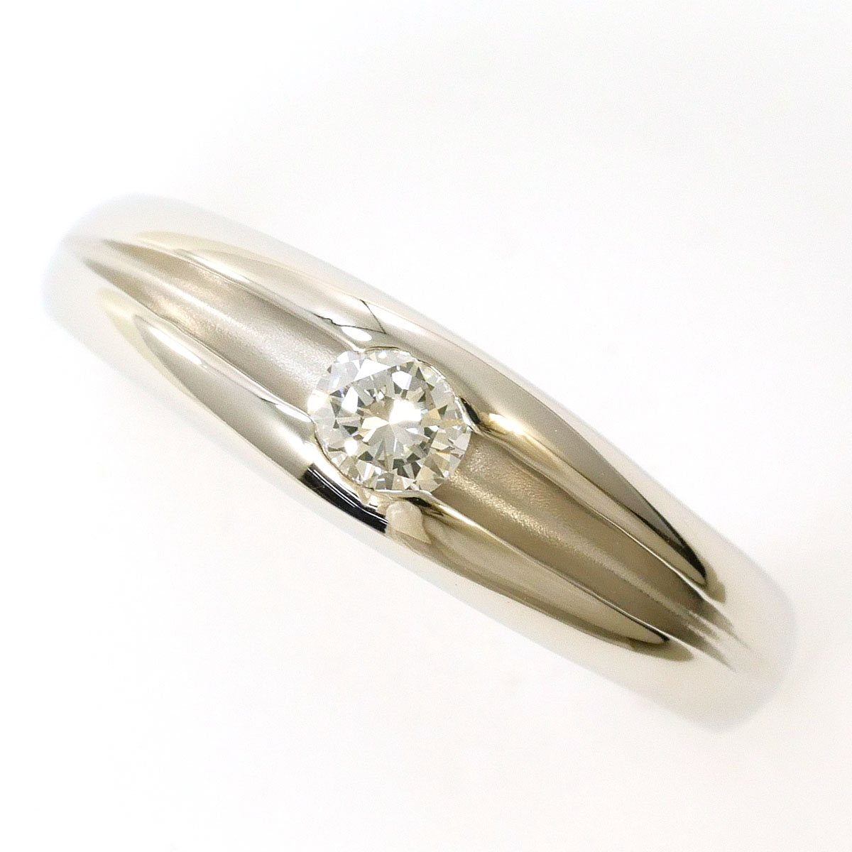 PT900/プラチナ リング・指輪 8号 ダイヤ 0.11ct カード鑑別書 総重量約7.9g ジュエリー 送料無料 新品同様 【中古】 ギフトラッピング無料