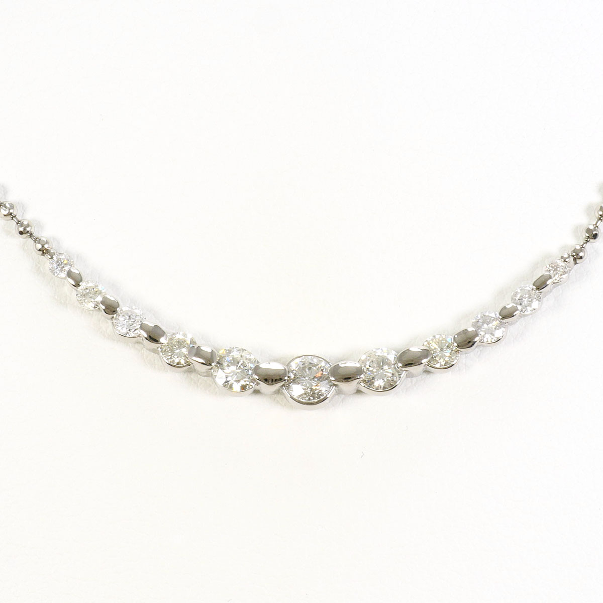 PT850/プラチナ ネックレス ダイヤ 1.00ct カード鑑別書 約41cm 総重量約6.7g ジュエリー 送料無料 新品同様 【中古】 ギフトラッピング無料