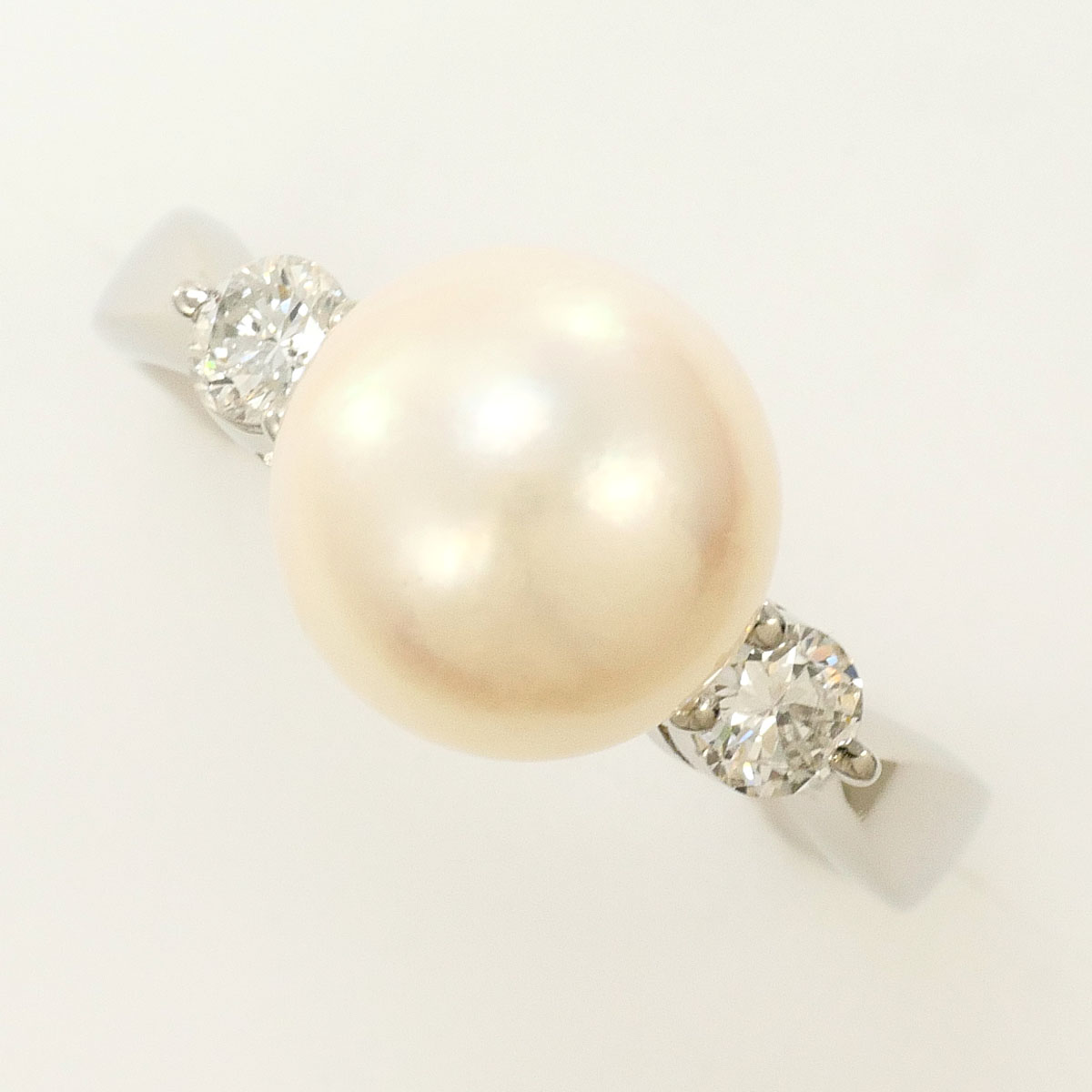 PT900/プラチナ リング・指輪 10号 パール ダイヤ 0.25ct 総重量約4.8g ジュエリー 送料無料 新品同様 【中古】 ギフトラッピング無料｜ワンダープライス　店