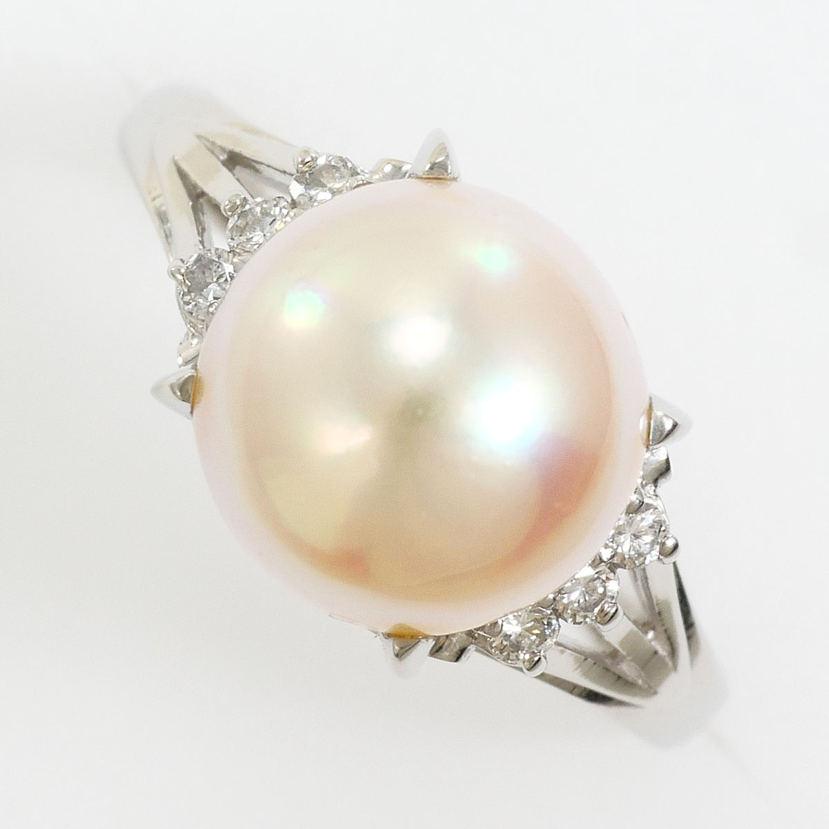 PT900/プラチナ リング・指輪 10.5号 パール ダイヤ 総重量約5.7g ジュエリー 送料無料 新品同様 【中古】 ギフトラッピング無料