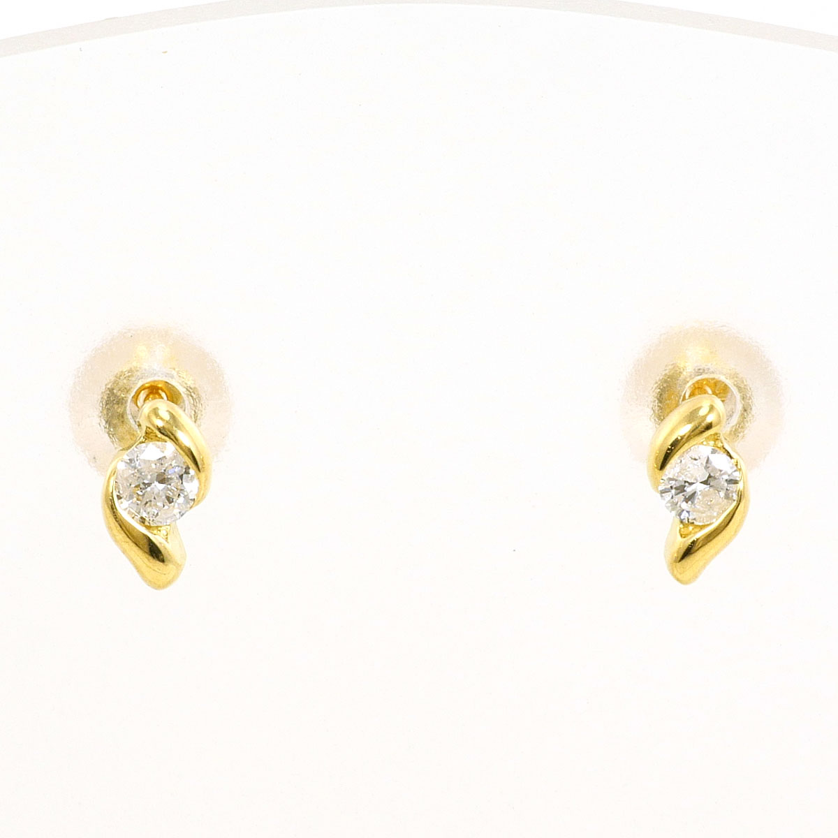 K18YG ピアス ダイヤ 0.05ct 総重量約0.5g ジュエリー 送料無料 新品同様 【中古】 ギフトラッピング無料