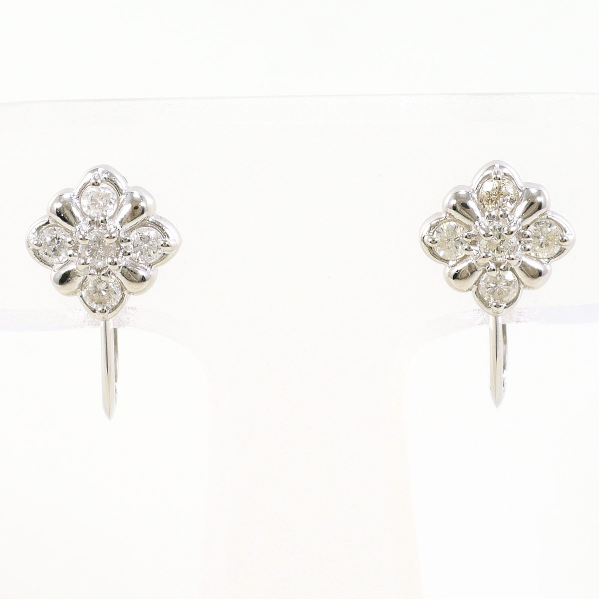 PT850/プラチナ イヤリング ダイヤ 0.15 ct 総重量約2.9g ジュエリー 送料無料 新品同様 【中古】 ギフトラッピング無料|ワンダープライス 店