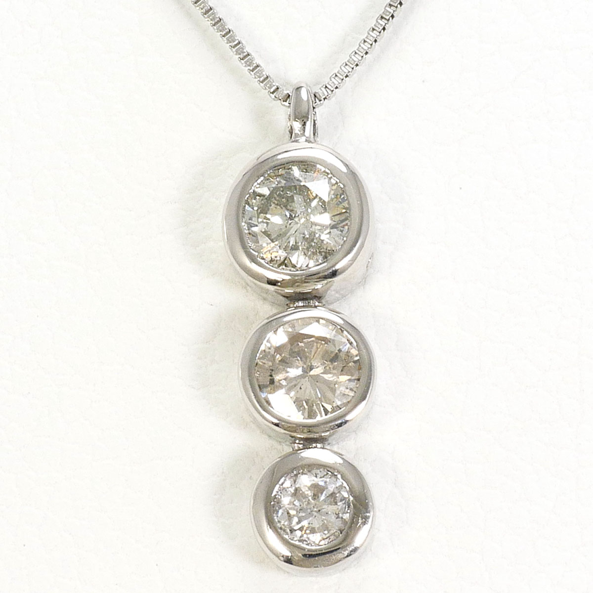 PT900/プラチナ PT850/プラチナ ネックレス ダイヤ 0.50 ct 約40cm 総重量約2.2g ジュエリー 送料無料 新品同様 【中古】 ギフトラッピング無料
