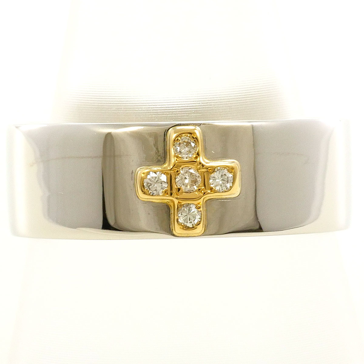PT900/プラチナ K18YG リング・指輪 17.5号 ダイヤ 0.08ct カード鑑別書 総重量約10.0g ジュエリー 送料無料 新品同様 【中古】 ギフトラッピング無料