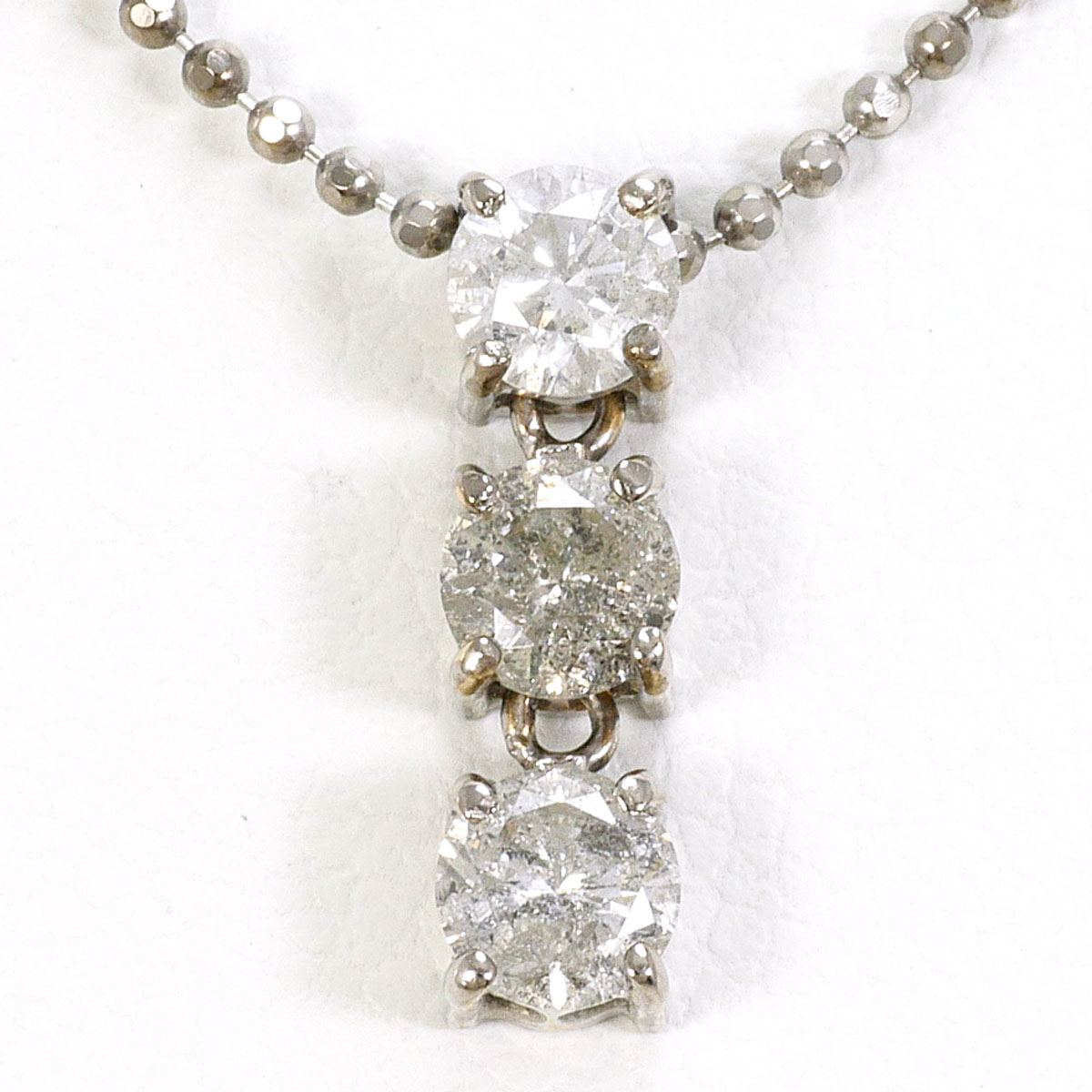 K18WG ネックレス ダイヤ 0.50 ct カード鑑別書 約45cm 総重量約2.8g ジュエリー 送料無料 新品同様 【中古】 ギフトラッピング無料｜ワンダープライス　店