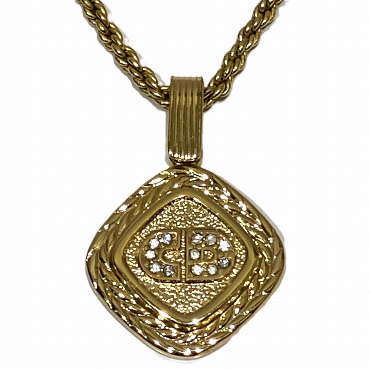 クリスチャンディオール Christian Dior ネックレス　アクセサリー 約44cm 総重量約12.4g GP ジュエリー 送料無料 【中古】