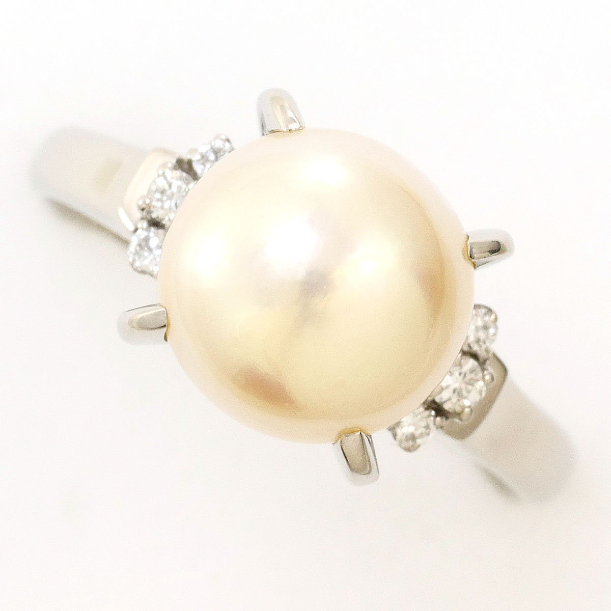 PT900/プラチナ リング・指輪 16号 パール ダイヤ 0.08ct 総重量約6.4g ジュエリー 送料無料 新品同様 【中古】 ギフトラッピング無料|ワンダープライス 店