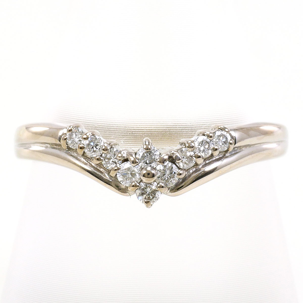 K14WG リング・指輪 15.5号 ダイヤ 0.18 ct 総重量約2.0g ジュエリー 送料無料 新品同様 【中古】 ギフトラッピング無料