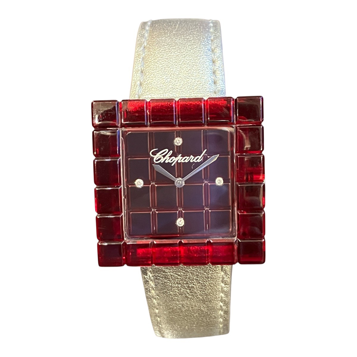 ショパール Chopard 腕時計 アイスキューブ ビーマッド 総重量約29g SS 本革 クオーツ レッド文字盤 12/7780 送料無料 【中古】