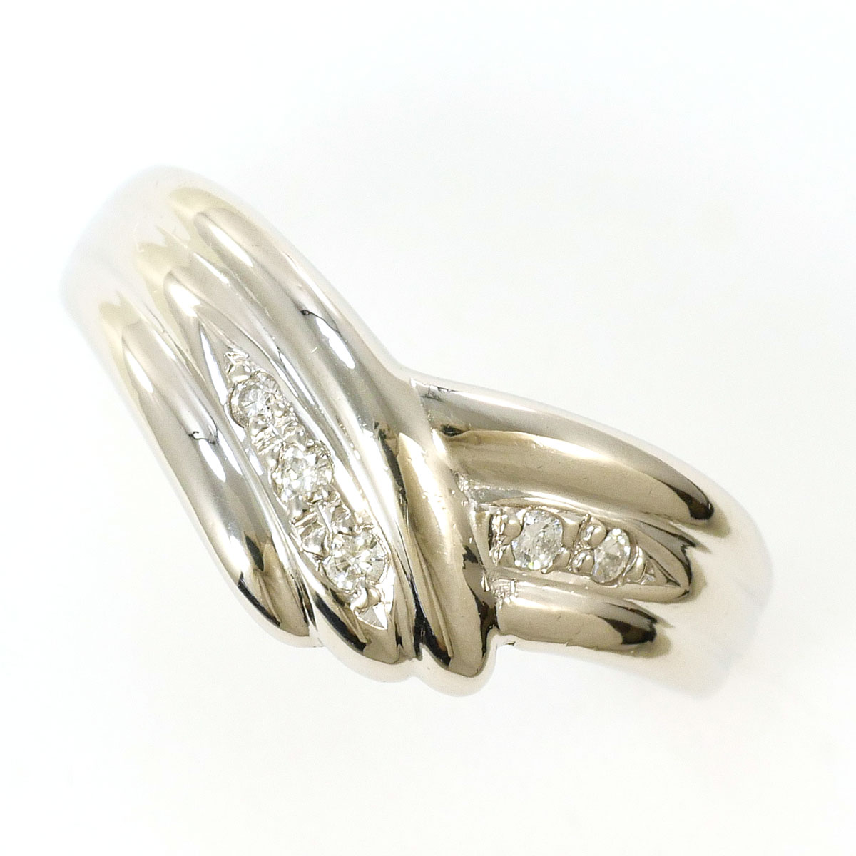 PT850/プラチナ リング・指輪 11.5号 ダイヤ 0.05ct 総重量約3.5g ジュエリー 送料無料 新品同様 【中古】 ギフトラッピング無料