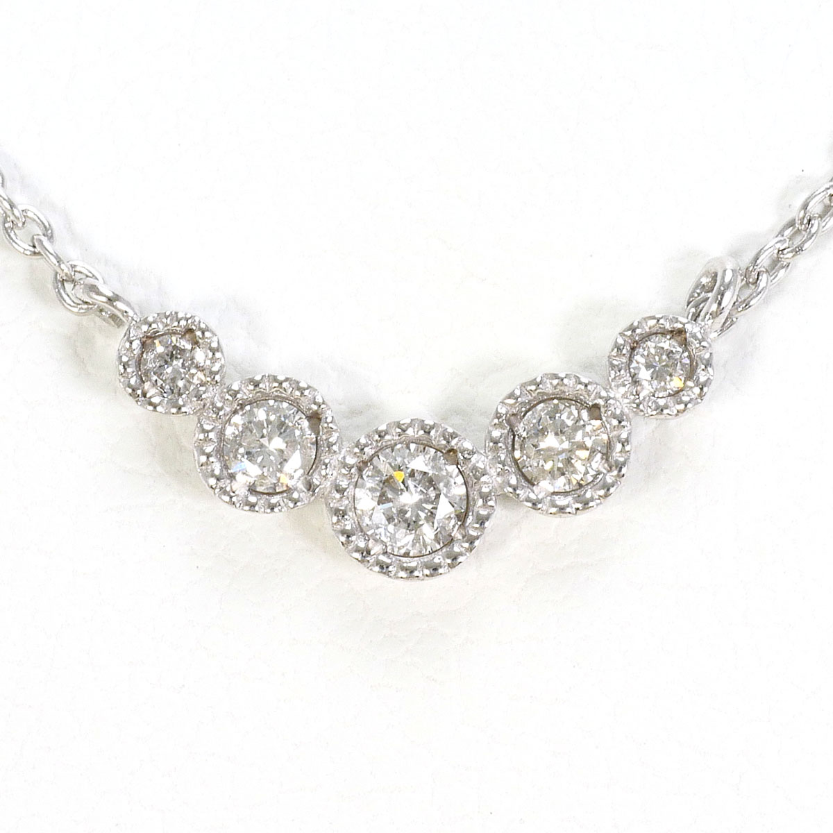 K18WG ネックレス ダイヤ 0.14 ct 約41cm 総重量約1.9g ジュエリー 送料無料 新品同様 【中古】 ギフトラッピング無料|ワンダープライス 店
