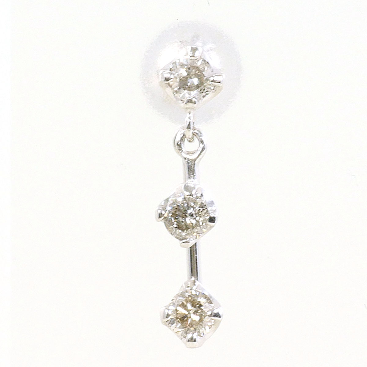 K14WG ピアス(片耳) 金剛石 0.15コンピュータ断層撮影法 総掛け目約0.2g 貨物輸送無料 新品負けず劣らず 【中古】 ギフトラッピング無料