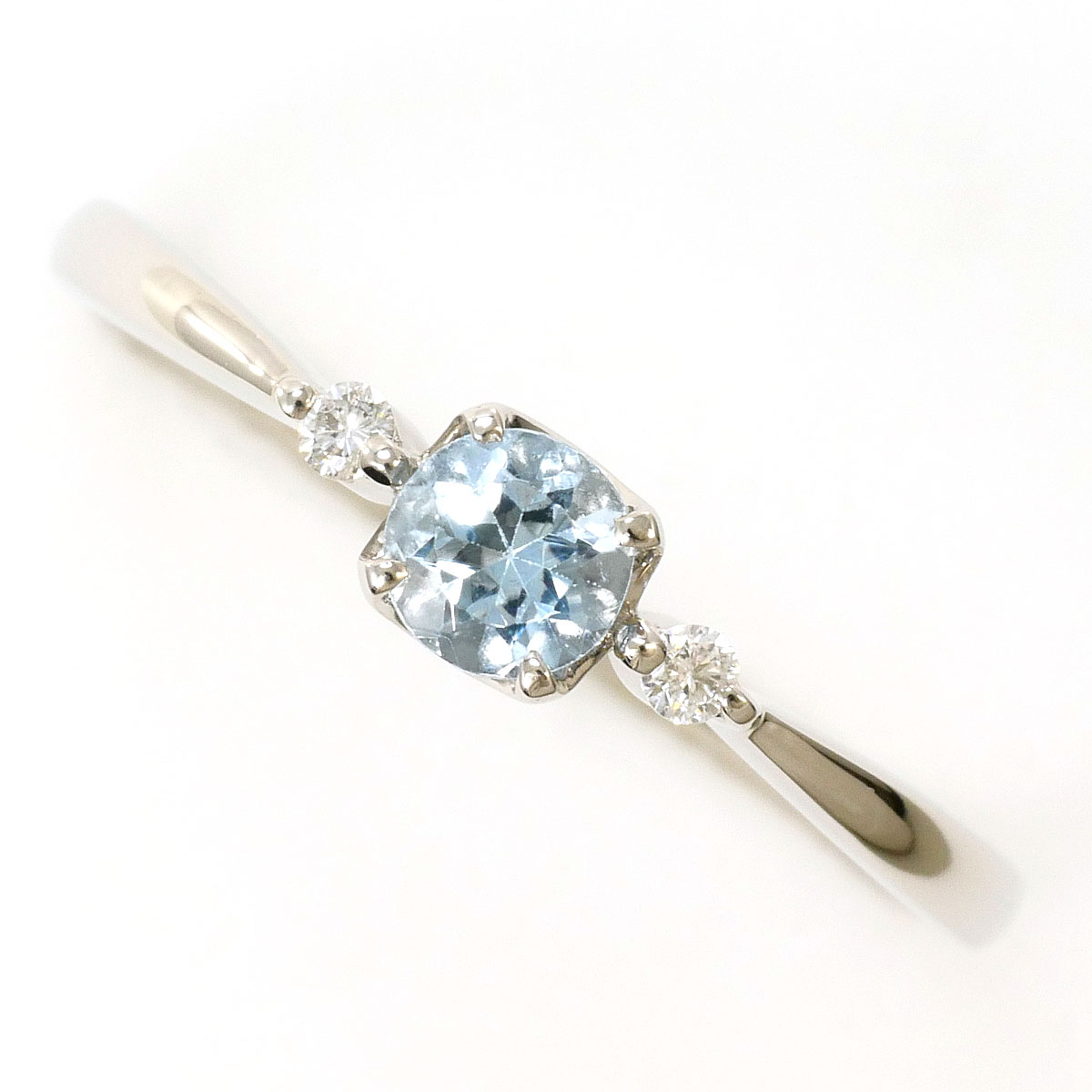 PT900/プラチナ リング・指輪 12.5号 アクアマリン 0.218ct ダイヤ 0.03ct 総重量約2.2g ジュエリー 送料無料 新品同様 【中古】 ギフトラッピング無料｜ワンダープライス　店