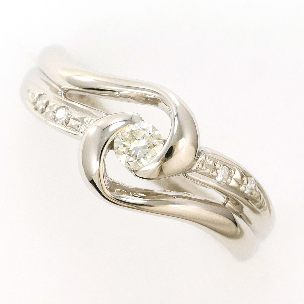 PT900/プラチナ リング・指輪 11号 ダイヤ 0.12ct 総重量約3.3g ジュエリー 送料無料 新品同様 【中古】 ギフトラッピング無料|ワンダープライス 店