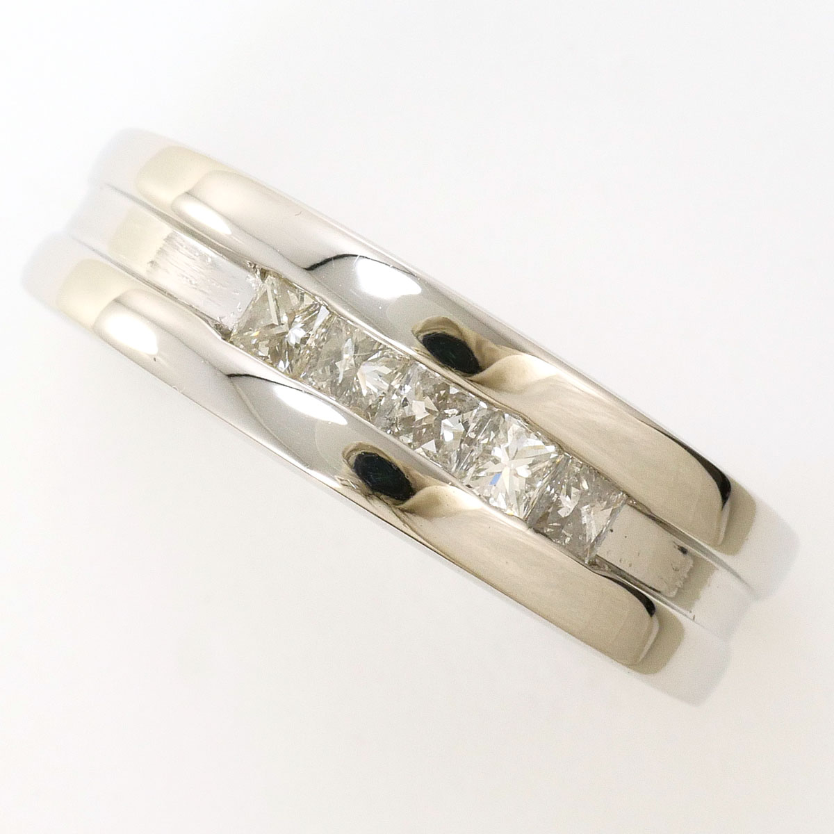 PT900/プラチナ リング・指輪 17号 ダイヤ 0.48ct カード鑑別書 総重量約10.1g ジュエリー 送料無料 新品同様 【中古】 ギフトラッピング無料