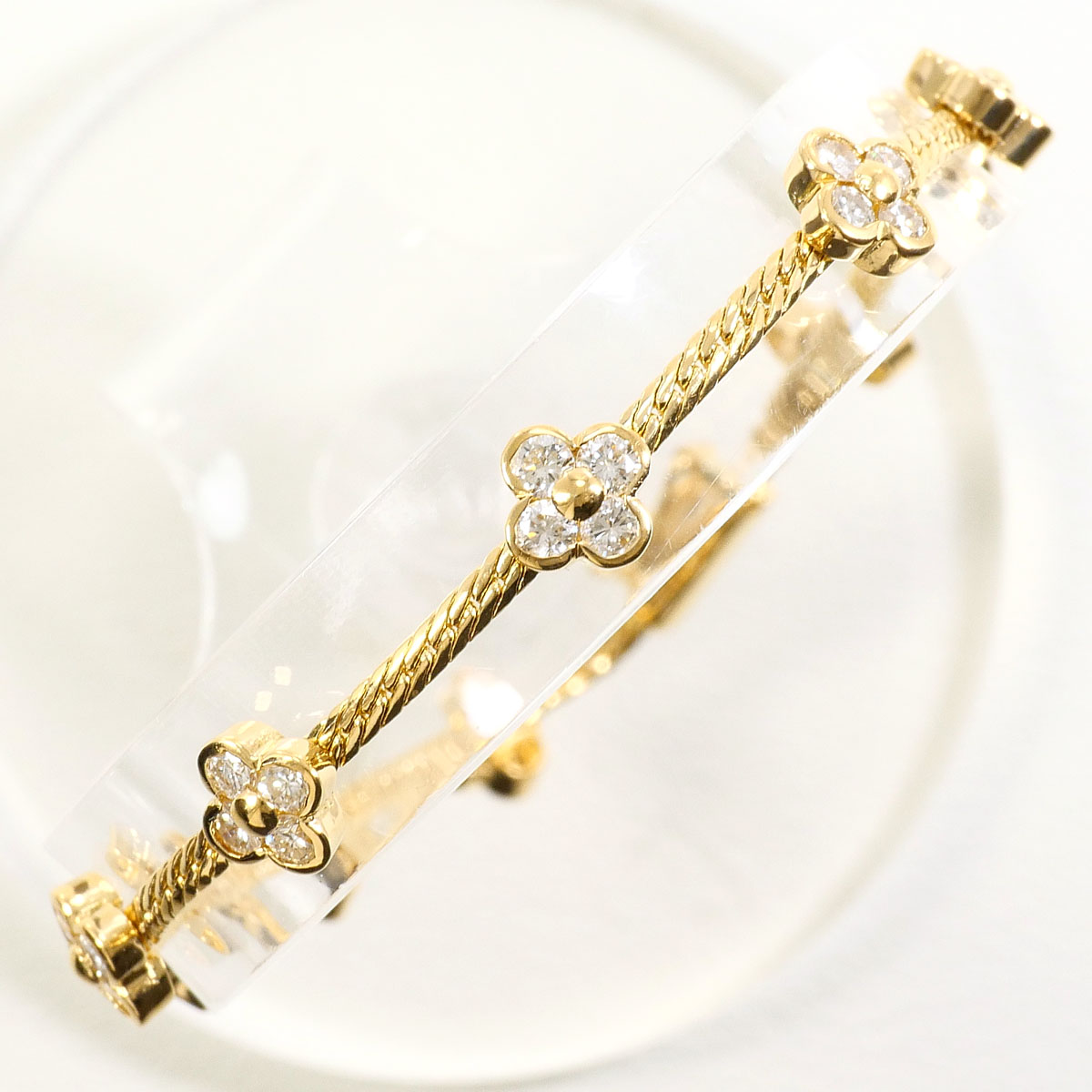 K18YG ブレスレット ダイヤ 1.78 ct カード鑑別書 約17.5cm 総重量約7.2g ジュエリー 送料無料 新品同様 【中古】 ギフトラッピング無料