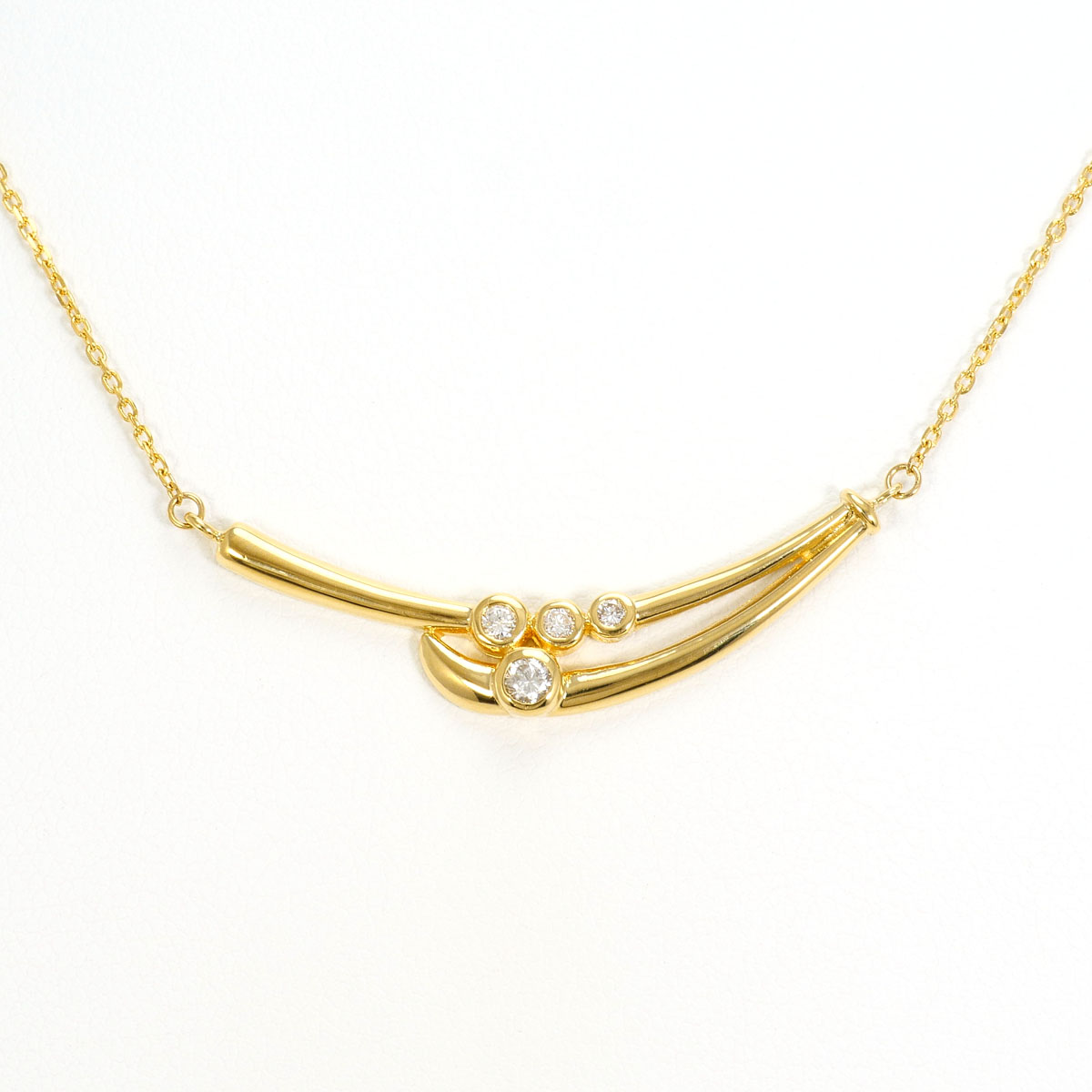 K18YG ネックレス ダイヤ 0.18ct カード鑑別書 約37cm 総重量約4.1g ジュエリー 送料無料 新品同様 【中古】 ギフトラッピング無料