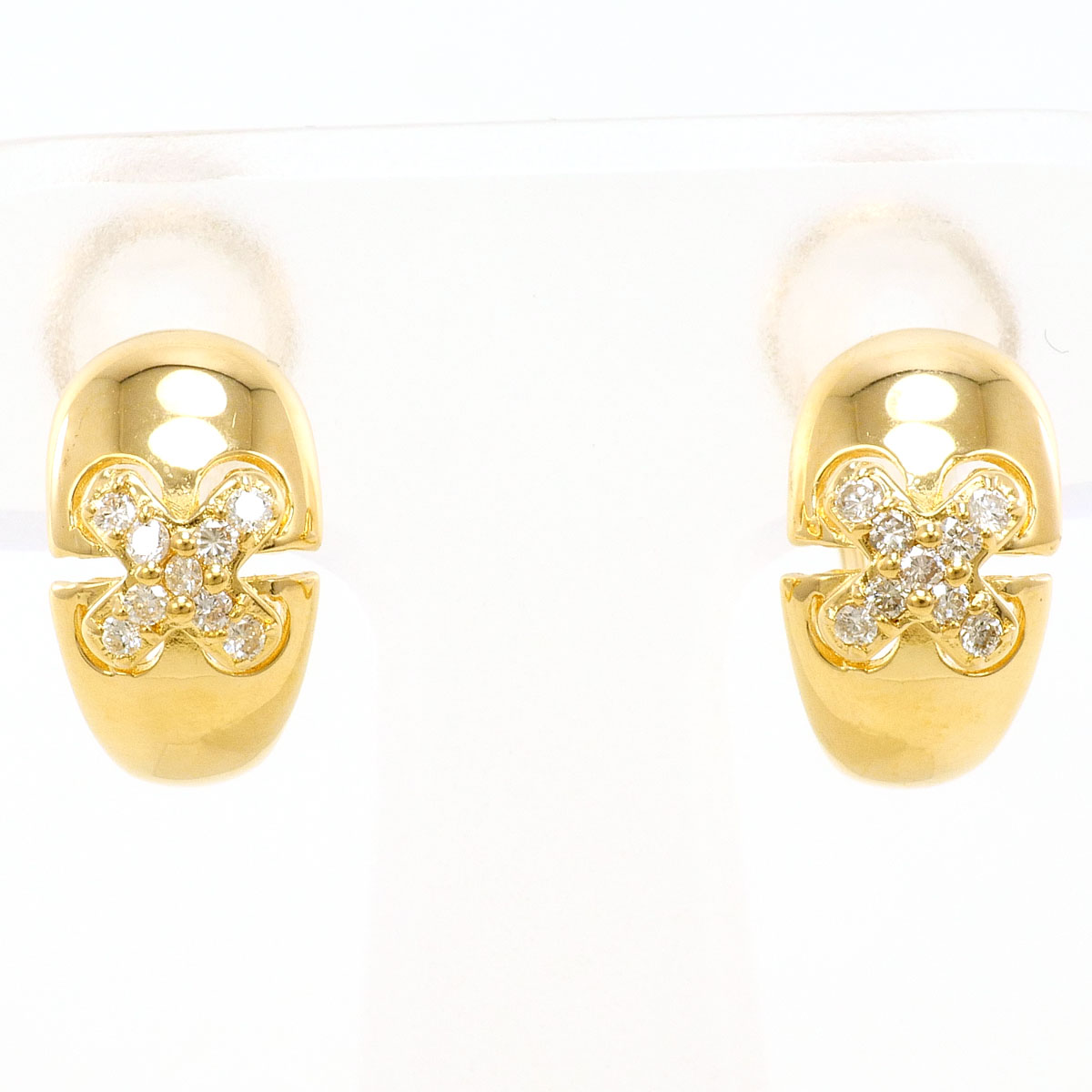 K18YG イヤリング ダイヤ 0.09ct カード鑑別書 総重量約3.6g ジュエリー 送料無料 新品同様 【中古】 ギフトラッピング無料