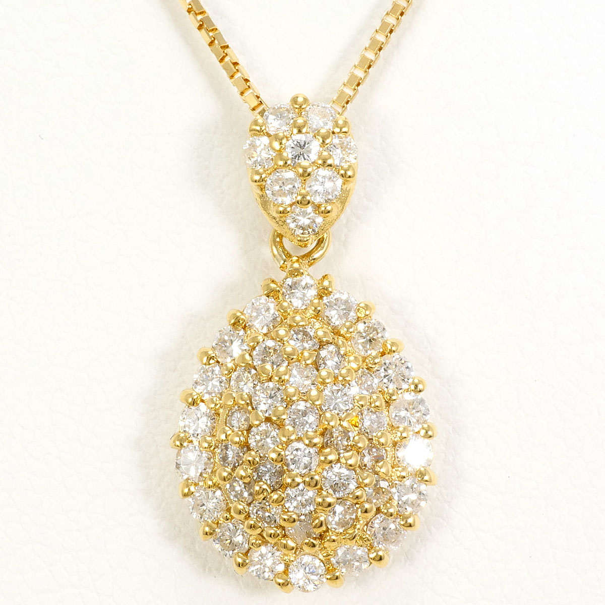K18YG ネックレス ダイヤ 0.75ct カード鑑別書 約45cm 総重量約4.4g ジュエリー 送料無料 新品同様 【中古】 ギフトラッピング無料|ワンダープライス 店