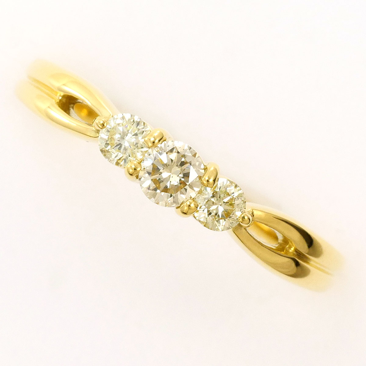 K18YG リング・指輪 16号 イエローダイヤモンド 0.36ct カード鑑別書 総重量約2.9g ジュエリー 送料無料 新品同様 【中古】 ギフトラッピング無料