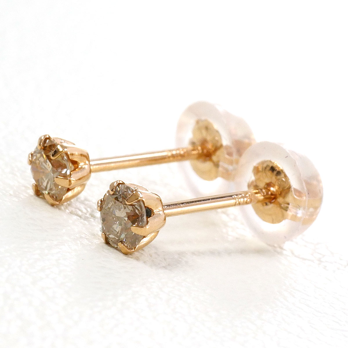 K18PG ピアス ダイヤ 0.1ct 総重量約0.2g ジュエリー 送料無料 新品同様 【中古】 ギフトラッピング無料