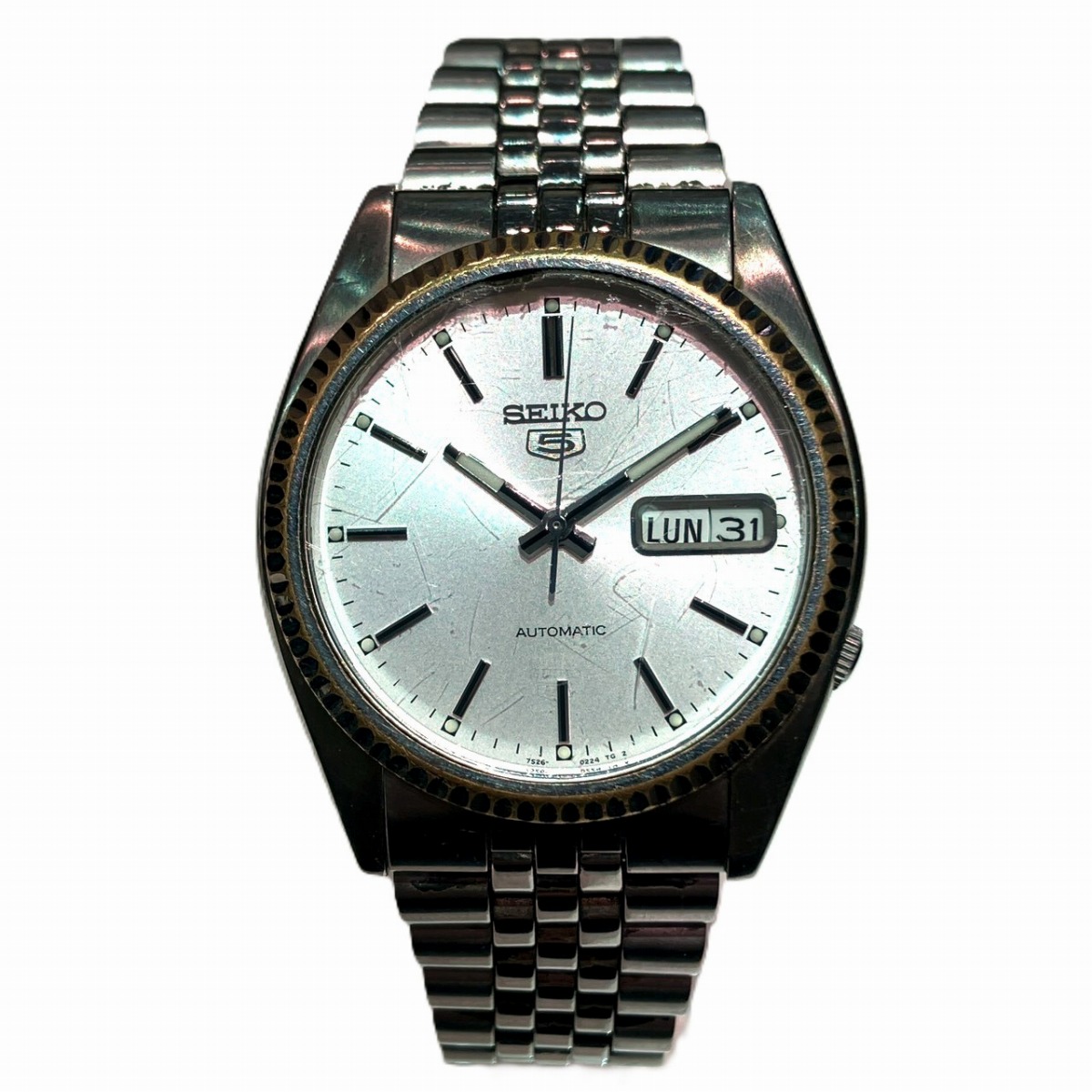 セイコー SEIKO 腕時計 セイコー5 総重量約85.4g SS 自動巻き シルバー文字盤 7S26-3110 送料無料 【中古】