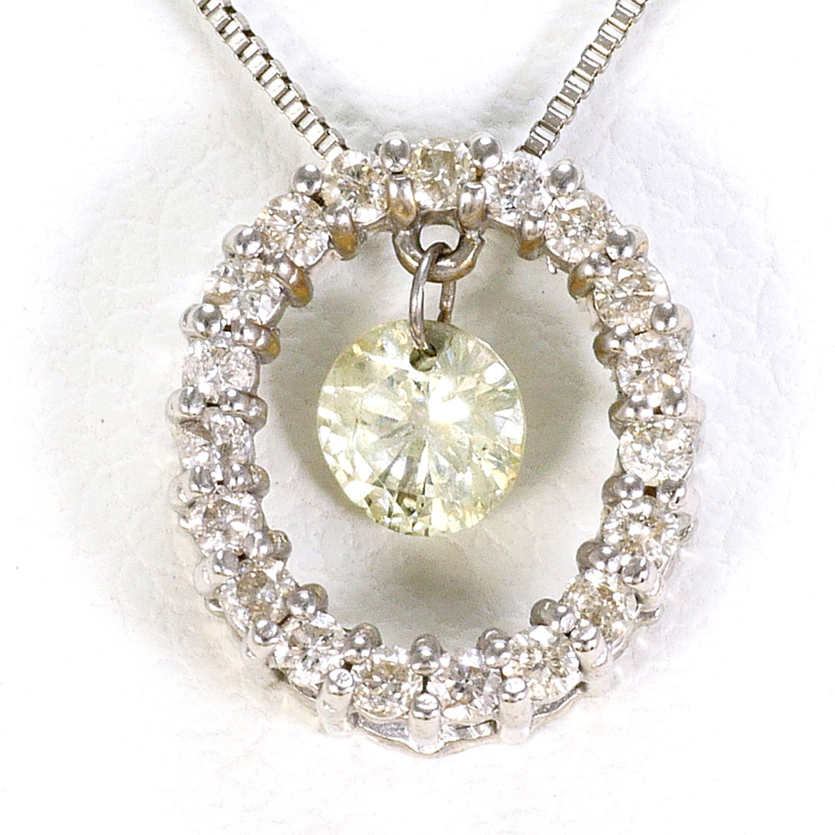 K18WG ネックレス ダイヤ 0.35ct 約42cm 総重量約1.6g ジュエリー 送料無料 新品同様 【中古】 ギフトラッピング無料|ワンダープライス 店