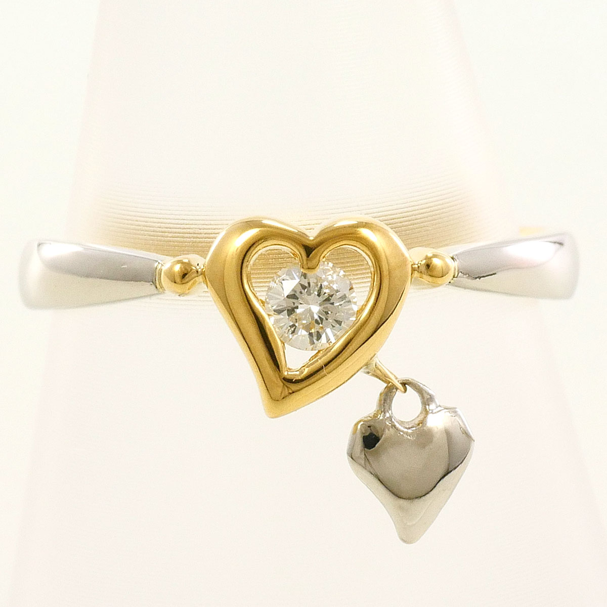 PT900/プラチナ K18YG リング・指輪 10号 ダイヤ 0.10ct 総重量約2.4g ジュエリー 送料無料 新品同様 【中古】 ギフトラッピング無料|ワンダープライス 店