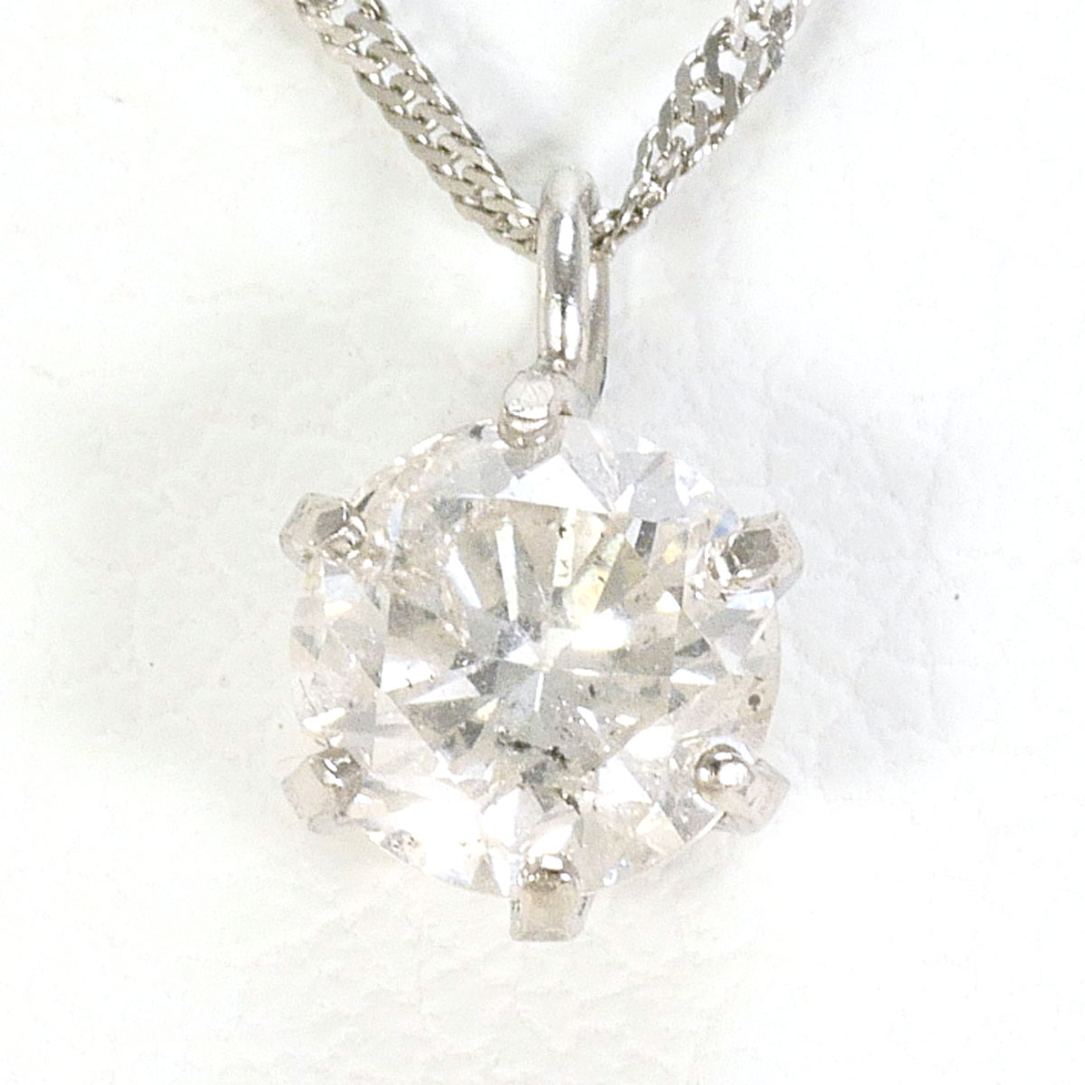 PT999/プラチナ PT850/プラチナ ネックレス ダイヤ 0.4ct 約42cm 総重量約0.9g ジュエリー 送料無料 新品同様 【中古】 ギフトラッピング無料|ワンダープライス 店